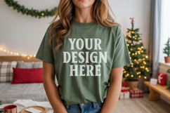 Bella Canvas 3001 Red Christmas Shirt Mockup, Trandy mockup Product Image 1