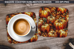 Pumpkin Coaster Sublimation, Halloween Coaster PNG Design Product Image 1
