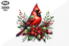 Christmas Red Cardinal Bird PNG Sublimation Design Product Image 1