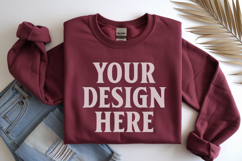 Cardinal Red Gildan 18000 Folded Flat Lay Mockups Product Image 1