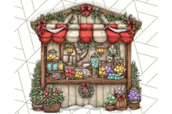 Cozy Christmas Market Stall Clipart PNG, Holiday Art Png Product Image 5