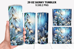 Florals Skinny Tumbler 20oz Wrap Design, Winter Tumbler PNG Product Image 1