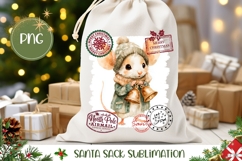 Cute Christmas Mouse Santa Sack Sublimation, Cute Gift Bag Product Image 1