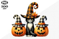 Halloween Cat And Pumpkin Sublimation - Clipart PNG Design Product Image 1