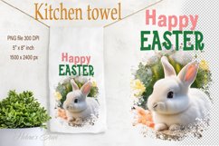 Easter bunny sublimation kitchen tea towel | Happy Easter Product Image 1
