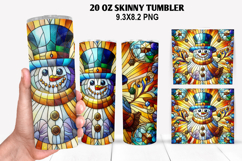 Snowman Skinny Tumbler 20oz Wrap Design, Christmas Tumbler Product Image 1