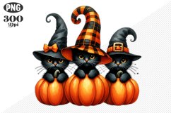 Halloween Cat And Pumpkin Sublimation - Clipart PNG Design Product Image 1