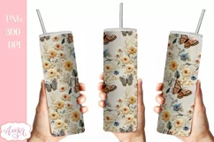 Embroidery butterflies tumbler wrap PNG for sublimation Product Image 3