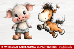Whimsical Farm Animal Clipart | Cute Farm Animals PNG Set Product Image 1