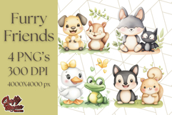Cute Animal Friends Clipart PNG, Whimsical Spring Animal Duo Product Image 1