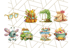 Cute Safari Animal Clipart with Jungle Accessories Png Product Image 9