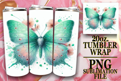 Vibrant colors 20oz tumbler wrap, Butterfly Product Image 1
