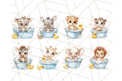 Safari Animal Babies in Bubble Baths, Cute Jungle Animal PNG Product Image 9