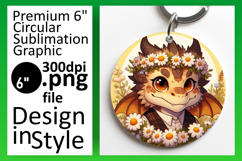Cute Keychain Circle Design PNG , Dragon Product Image 1