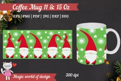 Christmas gnome design svg, 11 oz & 15 oz mug wrap png Product Image 1