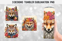 Fox &amp; Flower Tumbler Wrap Sublimation Designs Product Image 1