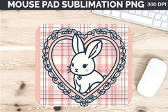 Watercolor Bunny Mouse Pad Sublimation - Valentines PNG Product Image 1