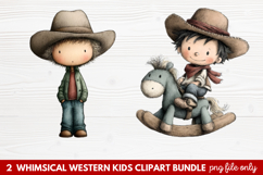 2 Whimsical Western Kids Clipart | Cute Cowboy &amp; Cowgirl PNG Product Image 1