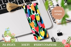 Colorful Bookmark Printable, Cartoon Tulips Bookmark Print Product Image 1