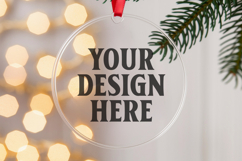 Christmas Acrylic Ornament Mockups | Round Clear Acrylic Orn Product Image 1