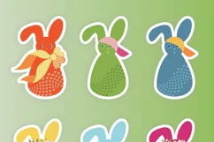 Easter Bunnies Stickers Clipart PNG files Set of 16 Product Image 5
