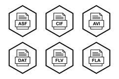 Set Of File Formats Icons Product Image 1