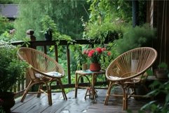 Picturesque Balcony terrace with chairs and natural decorati Product Image 1