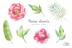 Watercolor Peonies set - Free Design of The Week Product Image 3