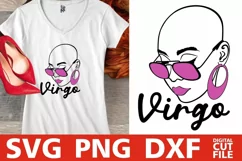 Virgo Zodiac Sign svg, Bald Woman in Glasses svg, Melanin Product Image 1