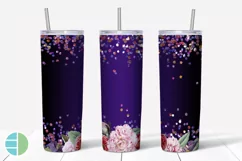 Skinny Tumbler Sublimation Design - Flowers - Customizable Product Image 2