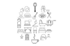 Hostel icons set, outline style Product Image 1
