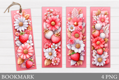Strawberry Bookmark Design. Flowers Bookmark Sublimation Product Image 1