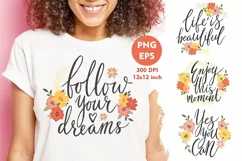 Motivational quotes. Inspirational quotes PNG. Cute phrases. Product Image 1