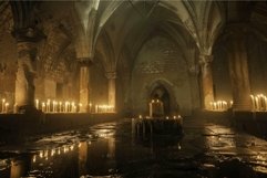 Medieval crypt illuminated by candlelight Product Image 1