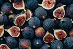 Freshly cut fig collection on dark background Product Image 1