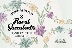 Floral Succulents 8 Wreaths Watercolor Florals Purple Product Image 1