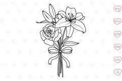 Rose Lily Svg Flower Svg Floral Bouquet Svg Product Image 1