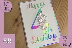 3D 4th Birthday card | Paper cutting | birthday card SVG Product Image 3