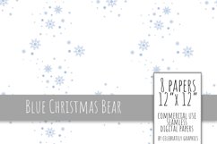 Blue Christmas Bear Digital Paper Product Image 2