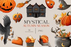 Mystical Autumn Season - Halloween clipart, witch clipart Product Image 1