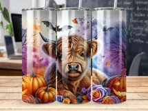 Highland Cow Tumbler Sublimation Wrap, Halloween Wrap PNG Product Image 2