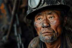 Asian miner worker dirty face. Generate Ai Product Image 1