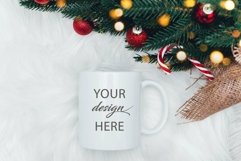 Cup mockup with Christmas decorations Product Image 1