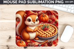 Watercolor Squirrel Mouse Pad Sublimation - Thanksgiving PNG Product Image 1