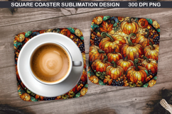 Pumpkin Coaster Sublimation, Halloween Coaster PNG Design Product Image 1