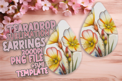 Stylish Teardrop Earrings Sublimation Template , Flowers Product Image 1