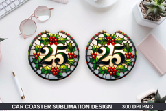 Christmas Car Coaster Sublimation| Christmas Coaster PNG Product Image 1