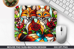 Fox Galaxy Mouse Pad Sublimation, Valentine Mouse Pad PNG Product Image 1