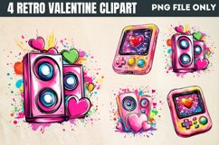 Retro Valentine Clipart PNG Product Image 1