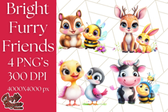 Cute Animal Friends Clipart PNG, Bright Spring Animal Duos Product Image 1